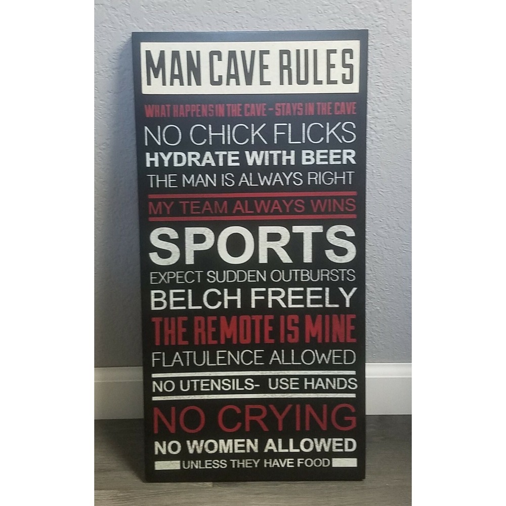 Man Cave Rules 24 inch x 12 inch  Sign/Wall Hanging (Young's Inc.)